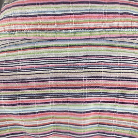 Liz Claiborne Womens Multi Color Striped Button Down Cotton Blend Shirt Size PM - Picture 5 of 14
